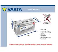 Battery fits DODGE JOURNEY VIPER 2.4 8.0 8.3 8.4 1991 on Varta 019 830A 100Ah