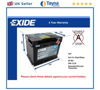 Battery fits DS DS3 DS7 CROSSBACK DS7 DS4 2015 on Exide 027 640A 64Ah Quality