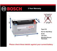 Genuine Bosch Car Battery 0092S30130 S3013 Type 019 017 90Ah 720CCA Quality New