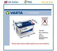 Genuine Varta Car Battery 5740120683132 E11 Type 096 74Ah 680CCA Top Quality New
