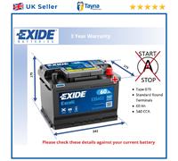 Battery fits FORD ECOSPORT FUSION B-MAX FOCUS C-MAX PUMA KA Exide 075