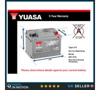 Battery fits FORD ECOSPORT FUSION B-MAX FOCUS C-MAX PUMA KA Yuasa 075