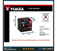 Yuasa SMF Battery YBX3012 for Dacia Dokker Express Box Body/MPV