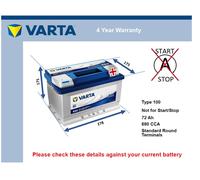 Genuine Varta Car Battery 5724090683132 E43 Type 100 72Ah 680CCA Top Quality New
