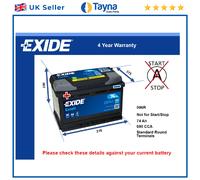 Battery fits FORD MAVERICK 2.0 3.0 2.7D 1993 on Exide 096R 680A 74Ah Quality New