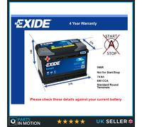 Battery fits FORD MAVERICK 2.0 3.0 2.7D 1993 on Exide 096R 680A 74Ah Quality New