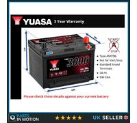 Yuasa YBX3111 12V 50Ah 530CCA Sealed Maintenance Free High Performance Car Battery