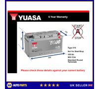 Yuasa YBX5019 Silver High Performance SMF Battery EU DIN 12V 100Ah HSB019