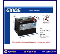 Battery fits GLAS V8 2.6 3.0 66 to 67 Exide 068 630A 75Ah 4Yr Warranty Quality