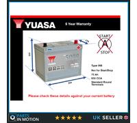 Yuasa YBX5068 12V 75Ah 640CCA Silver Sealed Maintenance Free High Performance Battery