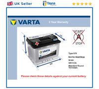 Battery fits HILLMAN IMP 64 to 67 Varta 078 480A 56Ah 3Yr Warranty 242x175x190