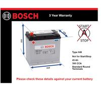 Battery fits HONDA CIVIC Bosch 049 300A 45Ah 3Yr Warranty 219x135x222