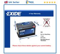 Battery fits HONDA FR-V NSX CIVIC CR-V ACCORD Exide 096 670A 71Ah New