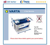 Genuine Varta Car Battery 5740120683132 E11 Type 096 74Ah 680CCA Top Quality New