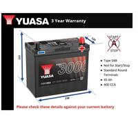 Yuasa YBX3053 SMF Battery JP/KR/KP JIS