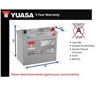 Car Battery YBX5053 Yuasa Genuine Top Quality Guaranteed New