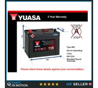 Battery fits HONDA LEGEND PRELUDE 2.0 2.2 3.2 3.5 3.7 86 to 13 Yuasa 069 630A