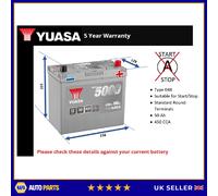 053 Yuasa Car / Van YBX5053 12V 50Ah 450A Silver High Performance Battery