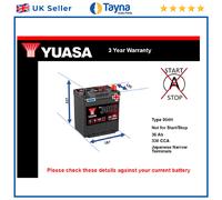 Car Battery YBX3056 Yuasa 054H 330A 36Ah 3Yr Warranty 187x135x227 SMF