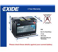 Battery fits HYUNDAI ix35 i20 ix20 TRAJET i30 i40 TUCSON XG30 Exide 096