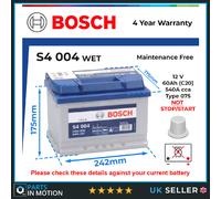 Battery fits HYUNDAI MATRIX ACCENT 1994 on Bosch 075 540A 60Ah 4Yr Warranty New