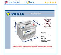 Battery fits HONDA CONCERTO ACCORD 1.4 1.5 1.6 1.8 2.0 89 to 95 Varta 063 520A