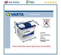 Battery fits JAGUAR I-PACE 2018 on Varta 012 470A 52Ah 4Yr Warranty 207x175x190