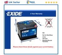 Battery fits JAGUAR I-PACE F-PACE 2.0 3.0 2.0D 3.0D 2018 on Exide 063 420A 44Ah