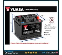 Battery fits JAGUAR I-PACE F-PACE 2.0 3.0 2.0D 3.0D 2018 on Yuasa 063 360A 40Ah