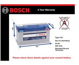 Battery fits JAGUAR S TYPE F TYPE F-TYPE XF XKR E TYPE XJ XK XK8R 019