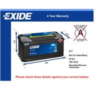 Battery fits JAGUAR S TYPE XK8 F TYPE XKR F-TYPE XJ XF XK Exide 017 New