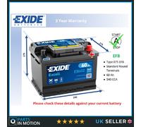 Battery fits JEEP COMPASS 2.4 2.0D 2006 on Exide 075 540A 60Ah 4Yr Warranty New