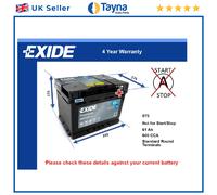 Battery fits JEEP COMPASS 2.4 2.0D 2006 on Exide 075 600A 61Ah 4Yr Warranty New