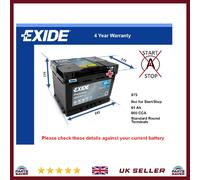Battery fits JEEP COMPASS 2.4 2.0D 2006 on Exide 075 600A 61Ah 4Yr Warranty New
