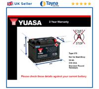 Battery fits JEEP COMPASS 2.4 2.0D 2006 on Yuasa 075 510A 56Ah 3Yr Warranty New