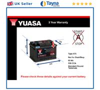 Battery fits JEEP COMPASS 2.4 2.0D 2006 on Yuasa 075 550A 60Ah 3Yr Warranty New