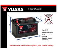 Battery fits LANCIA VOYAGER 2.8D 11 to 14 Yuasa 096R 680A 76Ah 3Yr Warranty New