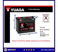 Battery fits LDV 200 1.7 2.0 2.0D 89 to 96 Yuasa 049 400A 45Ah 3Yr Warranty New