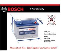 Battery fits LDV 400 CONVOY 200 2.0 3.5 2.5D 89 to 09 Bosch 075 540A 60Ah New