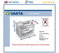 Battery fits PEUGEOT 207 604 505 205 77 to 12 Varta 075 600A 61Ah 5Yr Warranty