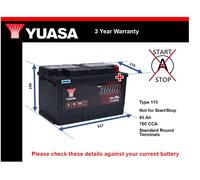 Battery fits LDV MAXUS V80 2.5D 2005 on Yuasa 115 760A 85Ah 3Yr Warranty Quality