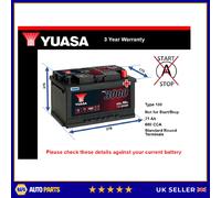 Battery fits LEXUS SC430 GS300 3.0 4.3 93 to 10 Yuasa 100 680A 71Ah 191915105K