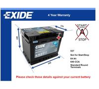 Battery fits LOTUS ELAN ELITE ECLAT EXCEL 1.6 2.0 2.2 74 to 95 Exide 027 640A