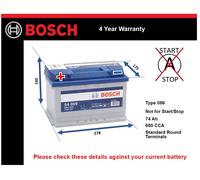 Bosch S4009 - Car Battery - 74A/H - 680A - Lead-Acid Technology - for Vehicles without Start/Stop System