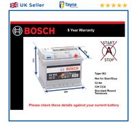 Battery fits MAZDA 2 MX5 XEDOS 121 Bosch 063 520A 52Ah 5Yr Warranty New