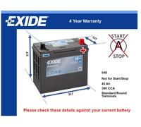 Battery fits MAZDA MX5 1.5 1.6 1.8 2.0 Exide 048 390A 45Ah 4Yr Warranty