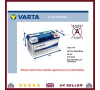 Battery fits LDV V80 MAXUS 2.5D 2005 on Varta 110 740A 80Ah 4Yr Warranty Quality
