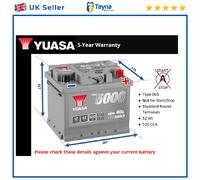 Yuasa YBX5063 12V Silver 063 Series Car Battery 50Ah 480A