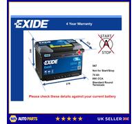 Battery fits MG MG ZS MG X-POWER 4.6 5.0 2.0D 03 to 08 Exide 067 680A 74Ah New