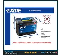 Battery fits MG MG ZS MG X-POWER 4.6 5.0 2.0D 03 to 08 Exide 067 680A 74Ah New